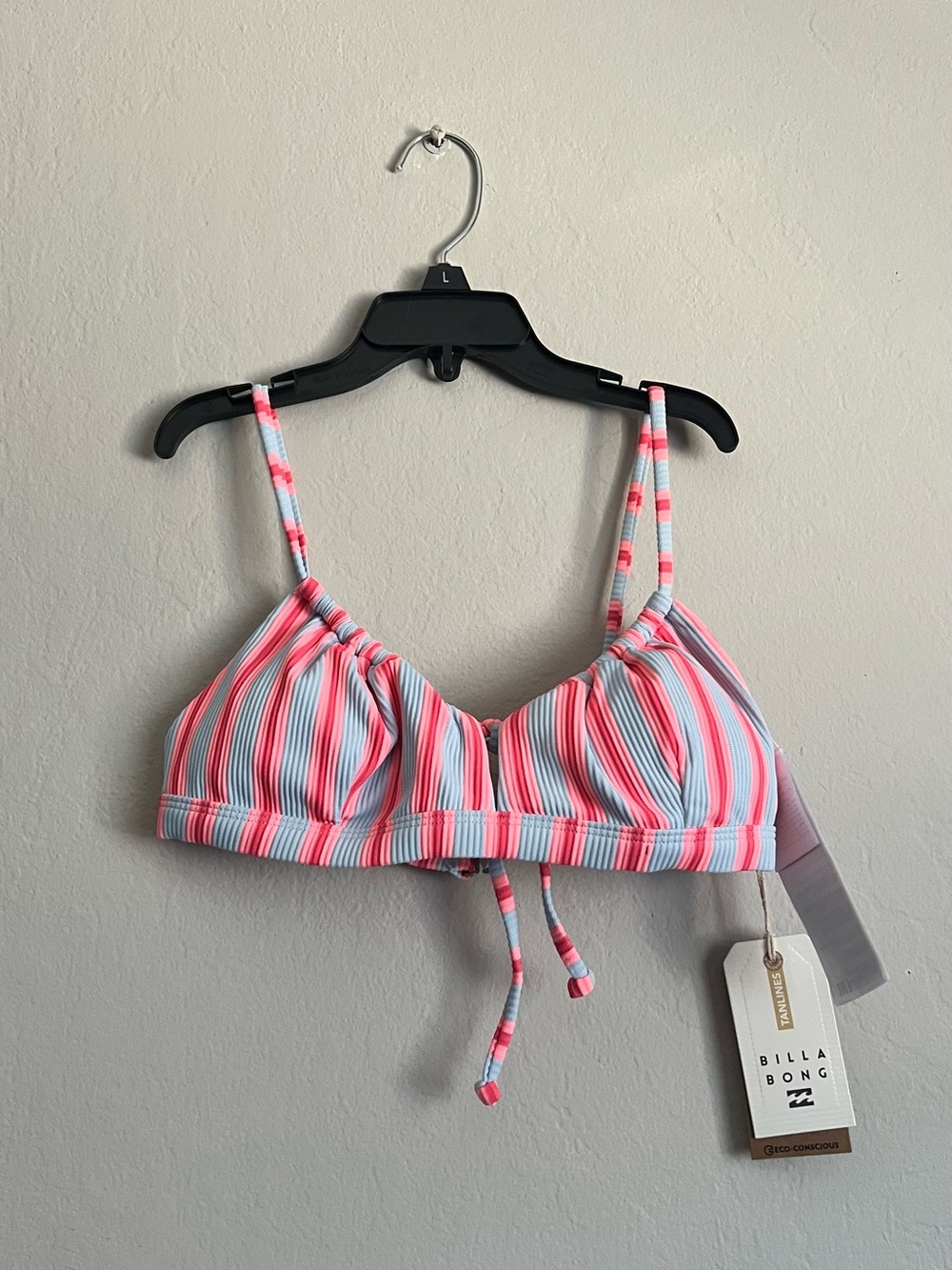 Billabong Pink & Light Blue Striped Bikini Top